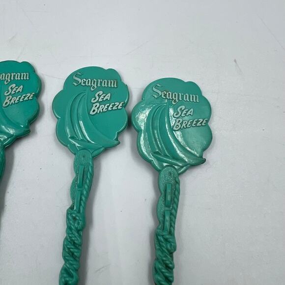 Vintage Plastic Swizzle Sticks Seagrams Sea Breeze Boat Anchor & Spoon Stirrers - Picture 2 of 7